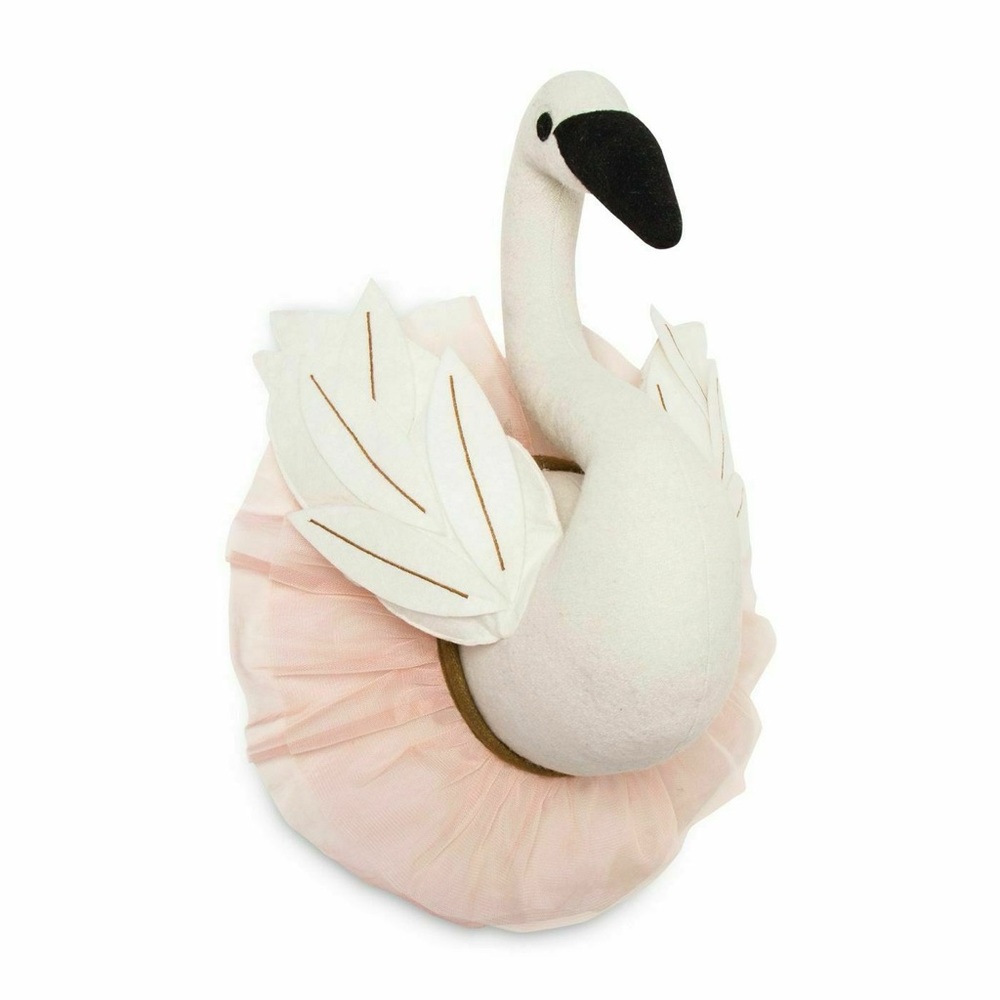 Pillowfort Pink And White Stuffed Swan Wall Decor Tutu skirt NWT